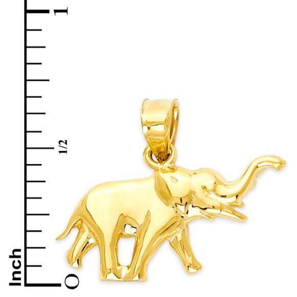 Solid 10k Gold Elephant Pendant: Animal Jewelry - Picture 4 of 5